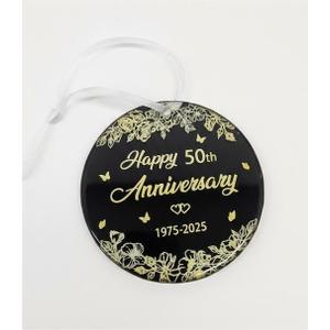 50th Anniversary Ornament, 50th Wedding for Couple Husband Wife Parents Grandparents, 50 Years Decorations Keepsake, Glass Ornaments