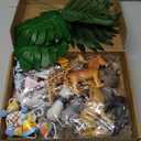 37 Pcs Jungle Animal Birthday Cake Toppers Mini Birthday Hat Animal Figure Cake Toppers for Wild Animals Themed Party