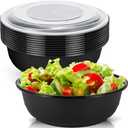 Newtay 10 Pack 162 oz Large Plastic Serving Bowls with Lids Round Extra Large Disposable Salad Bowls Containers Chip Candy Dish for Salads and Snacks Party Picnic Buffet Eating (Black)