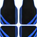 CAR PASS Faux Leather Car Mats Blue Edge Waterproof Car Floor Mats Car Carpet Mats 4 Pieces with Double Stitch Line Anti-Slip Backing Design, Universal Fit for Most Vehicles,SUVs,Sedan,Vans