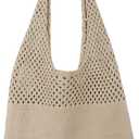 SUOSDEY Crochet Mesh Beach Tote Bag, Knit Summer Vacation Aesthetic Boho Tote Bag for Women