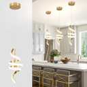 Spiral LED Pendant Light Fixtures, 15IN Modern Pendant Lights Adjustable Height 4000K Gold Kitchen Island Light Chandeliers for Dining Room Hanging Lights, 1 Pack