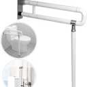 MYOYAY 24In Toilet Safety Rails Wall Mount Floor Support Foldable Toilet Grab Bar Handicap Grab Bars Rails Non-Slip Stainless Steel Flip Up Grab Bar Fluorescent Handrails for Seniors Disabled Pregnant