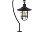 Henn&Hart 22" Nautical 1-Light Table Lamp with Clear Metal and Glass Globe Shade for Living Room, Bedroom, or Office, Black