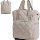 BAGSMART Rolling Duffle Bag with Wheels, 35L Carry on Travel Bag with Detachable Wheels, PVC Wet Pocket Duffel bag with Wheels, Camel