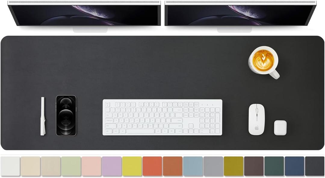 Large Desk Mat - 47.2"x 17" Non-Slip PU Desk Pad for Office and Home - Ideal for Large Mouse Pad and Desk Mats on Top of Desks(Black) (47.2"x 17", Black)