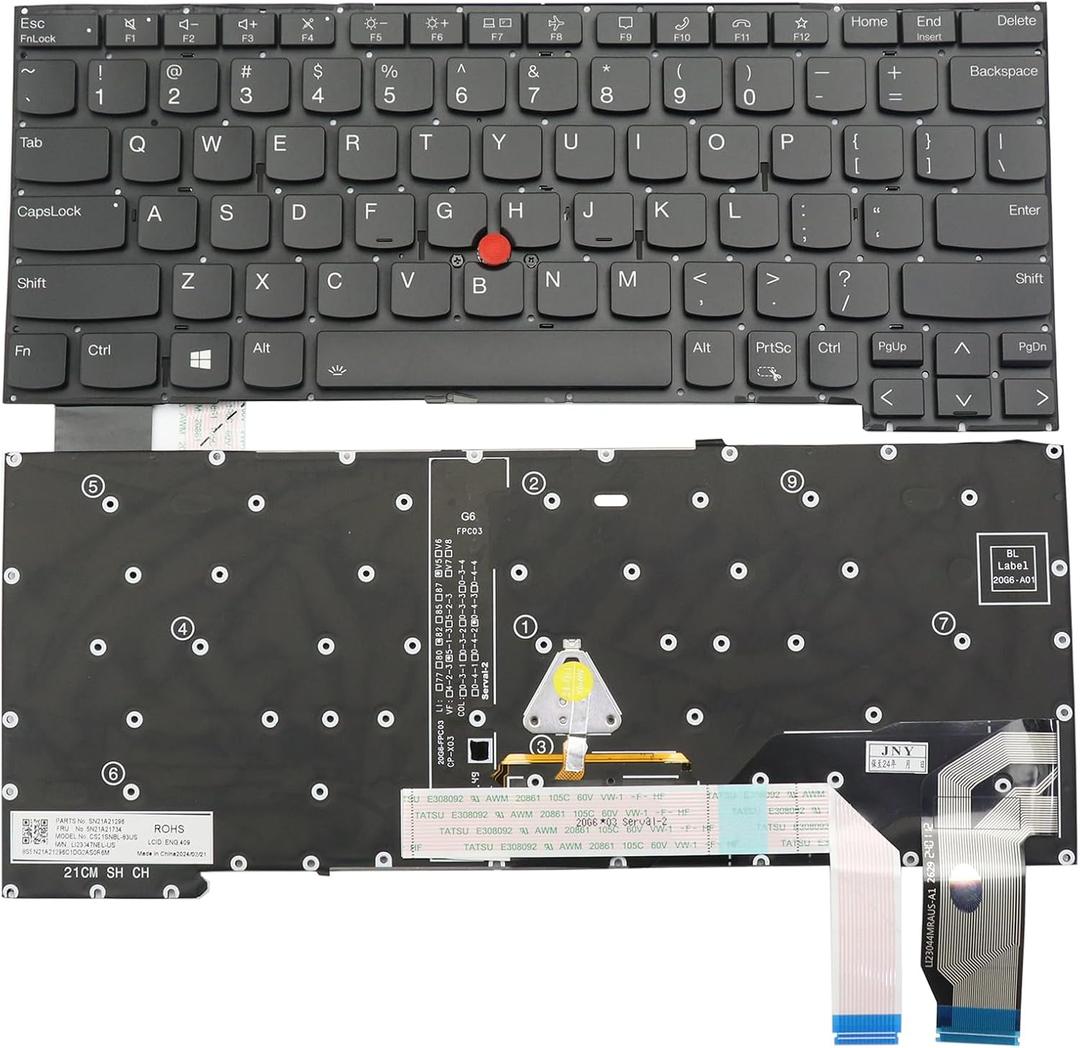 BestParts Backlit Laptop Keyboard Replacement for Lenovo Thinkpad X13 Yoga Gen 2 Type 20W8 20W9 & X13 Yoga Gen 3 Type 21AW 21AX US Layout with TrackPoint Black