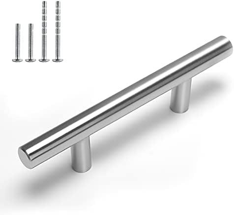homdiy 7Pack Cabinet Handles Brushed Nickel Cabinet Hardware 3in Hole Centers Cabinet Door Handles for Kitchen Cabinets, Modern Drawer Pulls Stainless Steel Handle Pulls