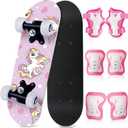 Honoson 7 Pcs Skateboard for Toddlers Beginners Knee Elbow Pads Wrist Guards Gear Set (Age 2-5 Kids 17 x 5'')