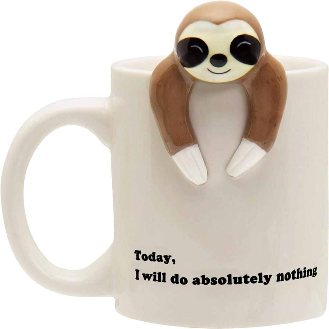 Decodyne Funny Sloth Coffee Mug - Cute Sloth Gifts For Coworkers Women & Men - White Elephant Gifts for Adults, Funny Office Present