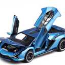 Lambo Toy Car Sian FKP3 Die-Cast Car Model with Lights and Sound Pull Back Toy Car for Boys Age 3 4 5 6 + Year Old (Blue)