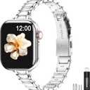 MioHHR Thin Metal Bands Compatible with Apple Watch Band Ultra3/2/1 Series 11 10 9 8 7 6 5 4 3 2 1 SE3/2/1,Slim Narrow Stainless Steel Strap for Women iWatch 42mm(Series 11/10) 41mm 40mm 38mm(Silver)