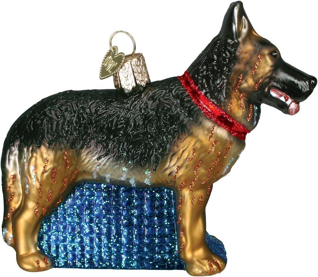 Old World Christmas German Shepherd Glass Blown Ornament for Christmas Tree, Handcrafted Holiday Decoration, Dog Collection