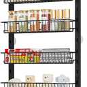 MIAOLI Over the Door Pantry Organizer, 8-Tier Adjustable Spice Rack Cabinet Door Shelves, Hanging Seasoning Organizer for Kitchen Bathroom, Laundry Room Organization, Black