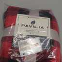 PAVILIA Black and Red Buffalo Plaid Sherpa Throw Blanket for Couch, Christmas Red Black Checkered Fleece Blanket and Throws, Soft Fuzzy Flannel Blanket for Sofa Bed, Cozy Winter, 50x60