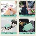 Travel Makeup Bag, Large Capacity Cosmetic Bag for Women, Water resistant Portable Pouch Open Flat Toiletry Bag Makeup Organizer with Handle (White)