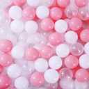 Ball Pit Balls for Toddlers 1-3, 500pcs Crush Proof Plastic Balls for Girls Ball Pit, BPA Free Non-Toxic Play Balls for Baby Pool, Playhouse, Tent, for Dogs & Pets, White, Clear & Pink