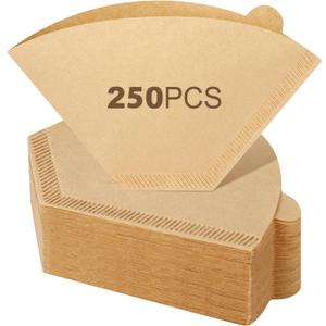 250 Count #2 Coffee Filtets 2-4 Cup, Premiun Unbleached Natural Coffee Paper Filters, No Blowout, Disposable Coffee Filter Cone Paper for Pour Over and Drip Coffee Maker