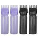 ELANE 4 Pack Root Comb Applicator Bottle,Oil Comb Applicator for Hair Dye Shampoos Hair Salons (2 Black + 2 White)
