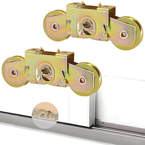 Patio Sliding Door Rollers Replacement Assembly Fits Andersen Gliding Glass Door Roller Part #1997061 (1982 to P), 1-1/4" Tandem Steel Ball Bearing Wheels, 2 Pack