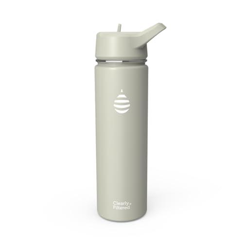 Clearly Filtered Water Bottle | Removes 200+ Contaminants, Double-Wall Insulated Stainless Steel, BPA/BPS Free, Phthalate Free, Filters Flouride Lead Chlorine (20oz, Sage Gray)