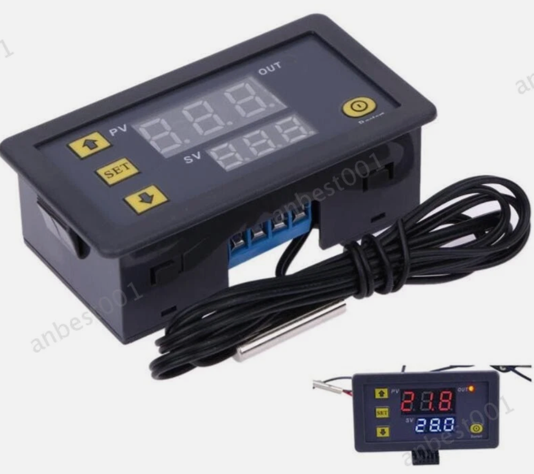 W3230 Digital Temperature Controller with NTC Temperature Probe Waterproof,LED Heating Cooling Thermostat Instrument Regulator Control Thermostat Range from -50℃ to 120℃ (220V 20A)