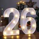 26th Birthday Decoration Light Up Letters, Battery Powered LED Numbers Marquee Number Sign for 26th Party Home Decor Night Light