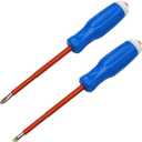 2 Piece 1000V Insulated Magnetic Multi Screwdriver Set - Voltage Tester Screwdriver - Ideal for DIY Enthusiasts and Electricians - with Cushion Grip - Slotted and Phillips Screwdriver Set (PH2&SL5.5)