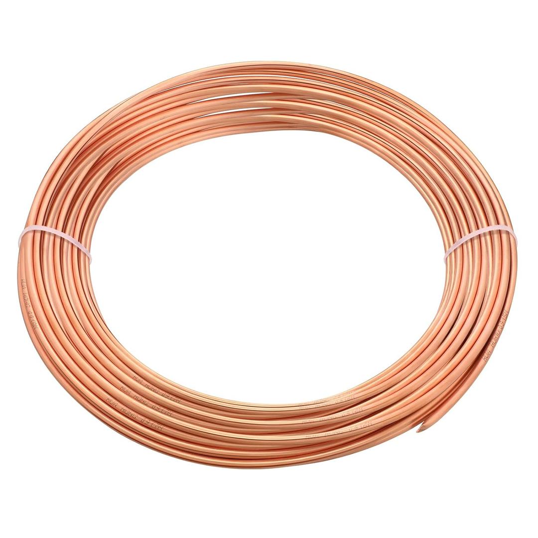 Sadnyy Copper Tube Refrigeration Copper Tubing Pipe Coil Flexible Pipe Seamless Hollow Soft Industrial Metal Tubing for Air Conditioning Refrigerator(1/8" OD x 5/64" ID x 50 ft L)