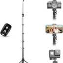 UBeesize 88 Flexible Phone Tripod with 14.95 Gooseneck, Remote and Phone Holder, Overhead Cell Phone StandSelfie Stick for Video Recording, Compatible with iPhone Android Phone, Camera Black