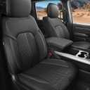 for Dodge Ram Leather Seat Covers, 2019-2026 Crew Cab 1500 Big Horn Rebel Lone Star, Custom Truck Seat Cover Full Set, Pickup Protectors Accessories, Black (40/60 Split Flat Bench)