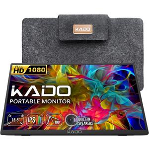 Kado Portable Monitor 15.6'' FHD 1080p, Ultra-Slim Laptop Monitor 1920x1080 with Built-in Speakers, IPS Display 180 Kickstand Wall/Arm Mount for PC, Mac, Phone, Xbox, PS5, USB-C & HDMI Connectivity Kado Portable Monitor 15.6'' FHD 1080p, Ultra-Slim Laptop Monitor 1920x1080 with Built-in Speakers, IPS Display 180 Kickstand Wall/Arm Mount for PC, Mac, Phone, Xbox, PS5, USB-C & HDMI Connectivity