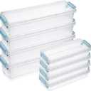 Gueevin 8 Pcs Plastic Pencil Case Stackable Clear Pencil Box with Latching Lid Long Plastic Stationery Pen Case Bulk for Crayon Marker Drill Bits School Office Supplies, 2 Sizes Clear