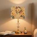 Bamboo Drum Lamp Shade for Table and Floor Lamps with Bird and Bamboo Art Design, 11.8 x 9 Inch, Elegant Style for Living Room Bedroom Office (Art Deco D)