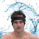 AquaBandz Swimming Headband Ear Protection for Swimmers, Prevents Water in Ears, Comfortable & Quick-Drying (Black, Medium-Adult Size)