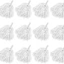 Faxco 12Pack Plastic Pom Poms Cheerleading Pom Poms Sports Dance Cheer Plastic Pom Pom for Rooters,Cheering Squard,Cheering Team (White)