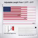 BONWIN White Flag Pole Kit for House, 5 FT Thickened Stainless Steel Porch Wall Mount Flagpole for 3x5' Flag, 1" Tangle Free Rotating Flag Pole Rings & 180 Adjustable Multi-Positions Bracket Holder