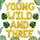 LaVenty 13PCS Young Wild and Three Balloon Young Wild and Three Banner Young Wild and Three Decorations for Boy Girl Third Birthday 3rd Birthday Balloon Decorations