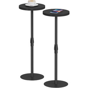 TUTOTAK Tall Round Side Table, Small End Table, Set of 2, Drink Table, Pedestal Side Table, livingroom, Black TB01BK0962