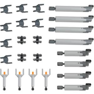 24-in-1 Pneumatic Technical Parts Linear Actuator & Hydraulic Pump Kit with Push Rods & Connectors for MOC Robot, Robot Car DIY Engineering Projects, Standard