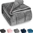 Sivio Weighted Blanket for Adult, 15 lbs Sherpa Heavy Blanket with Soft Flannel Reversible, Queen Size, Extra Warm Cozy Fluffy Weighted Blanket, 60x80 Inches Dual Sided Grey