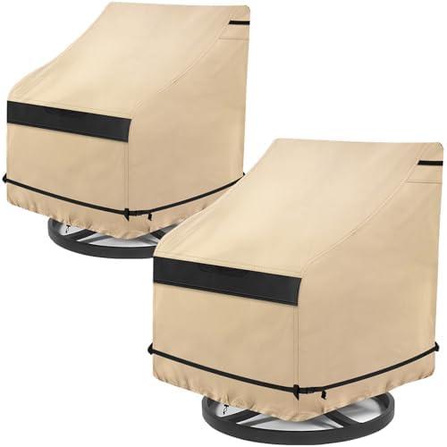 NEVERLAND Adirondack Chair Covers Outdoor, 1 Pack Swivel Chair Cover Waterproof with 600D Heavy Duty Material, Swivel Lounge Chair Cover Fits up to 32 W x 37 D x 36 H inches (Golden)