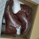 Women's Ankle Boots Mid-height Heels Chelsea Zipper Dressy Booties (7, Brown)