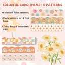 5 x VABAMNA Boho Bulletin Board Borders Retro Classroom Decorations, 84Ft Groovy Bulletin Board Border Daisy Floral Rainbow Decor Colorful Scalloped Trim Border for Teacher School Supplies Classroom Decor