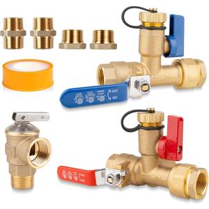Isolator Tankless Water Heater Valve Kit - Premium 8-Piece All-Brass Flushing & Installation Set for Easy DIY or Pro Use in Garage, Basement, with Pressure Relief Valve (3/4" to 1/2" NPT)
