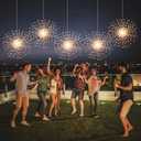200 LED Starburst Sphere Lights,Firework Light Battery Powered, Tent Chandelier Remote Control, Waterproof Hanging Lights for Gardens Courtyards Porches Christmas Party Home DecorWarm White