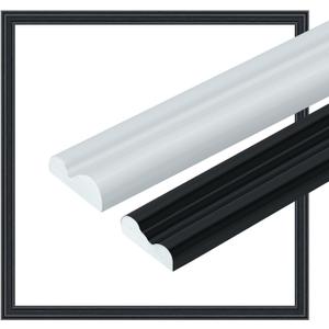 16.4FT Chair Rail Molding Peel and Stick,Flexible Molding Trim,Self Adhesive Wall Molding Panels for Cabinet, Mirror Frame, Door, Tile Edge(Black 0.86IN*0.35IN)
