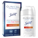 Secret Clinical Strength Antiperspirant Deodorant for Women, Stress Response, 100hr Sweat & Odor Protection, 3X Stress Protection with Hyaluronic Acid, PH Balanced, Invisible Solid, 1.6 oz 
