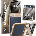 GooseBox for Motorola Razr Ultra 2026/2025 Case, Built-in Screen Protector &Hinge Protection &Hidden Kickstand &Non-Slip PU Leathe Texture Phone Case for Razr Ultra 2026/2025(Royal Blue)