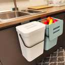 stonespace Hanging Trash Can, 3.2 Gallon/12L Small Waste Bin with Lid for Kitchen Cabinet Door or Under Sink, Bathroom Trash Bin with Lid, Food Waste Bin, 1 Pack White